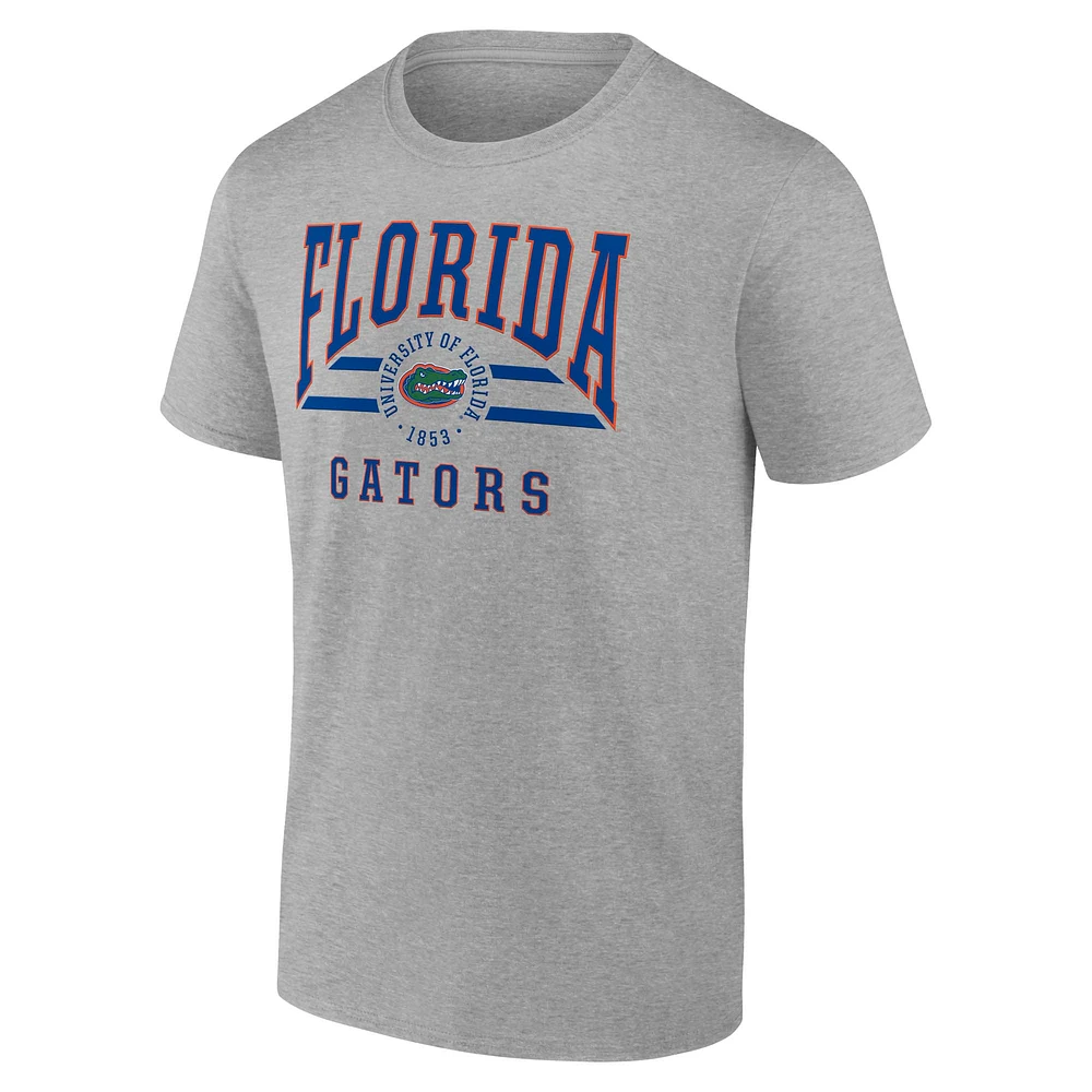 Men's Fanatics  Gray Florida Gators Double Stripe Fame T-Shirt