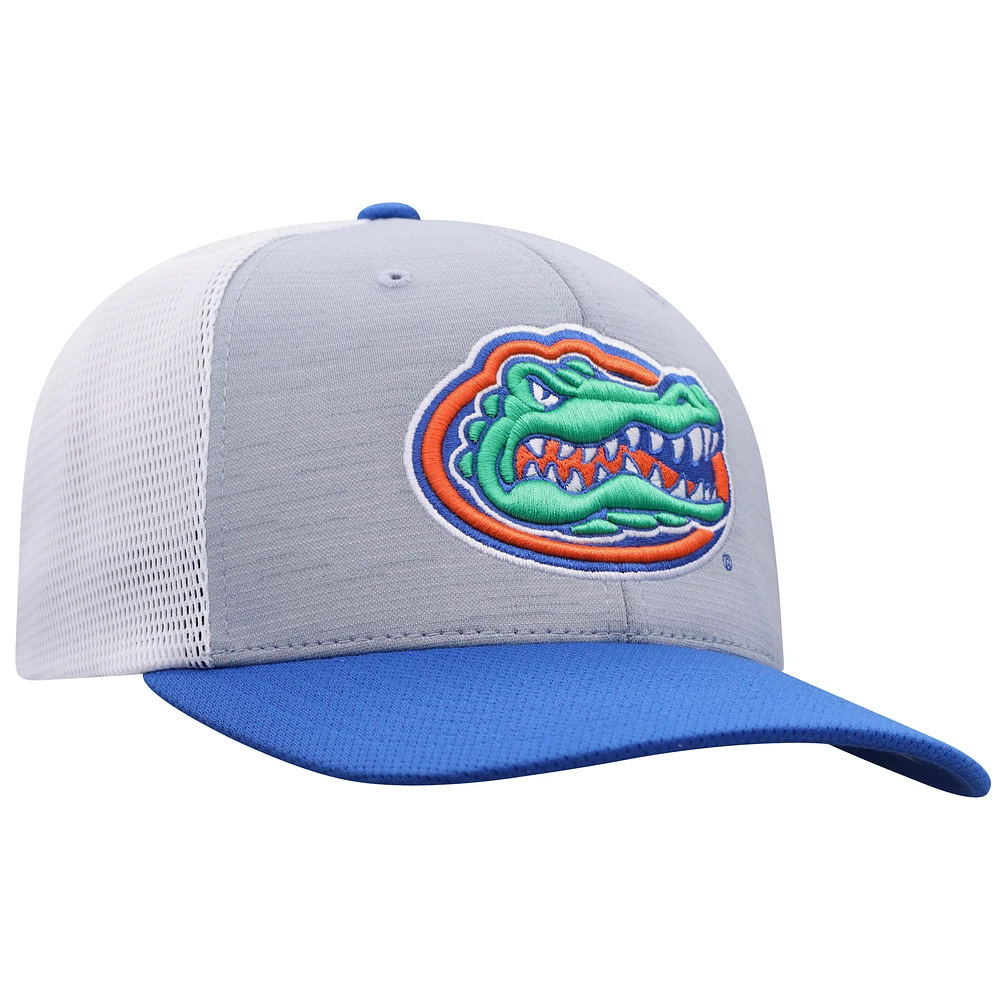 Men's Top of the World  Heather Gray Florida Gators Stamp Three-Tone Flex Hat