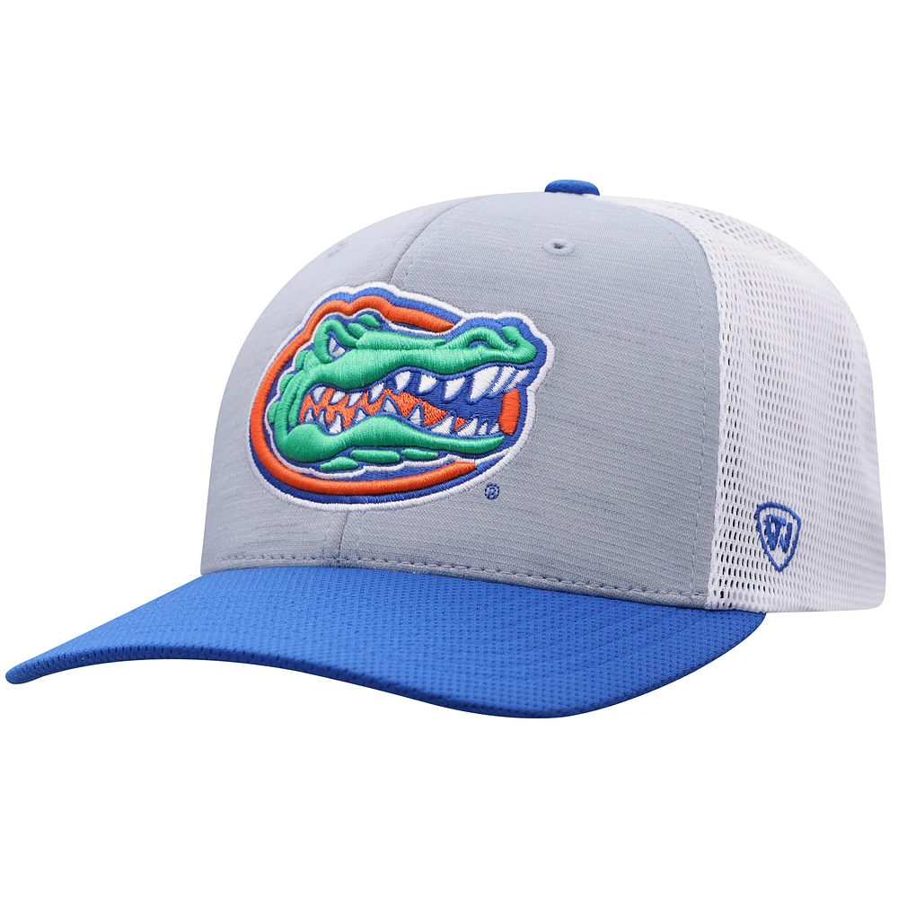 Men's Top of the World Heather Gray Florida Gators Stamp Three-Tone Flex Hat