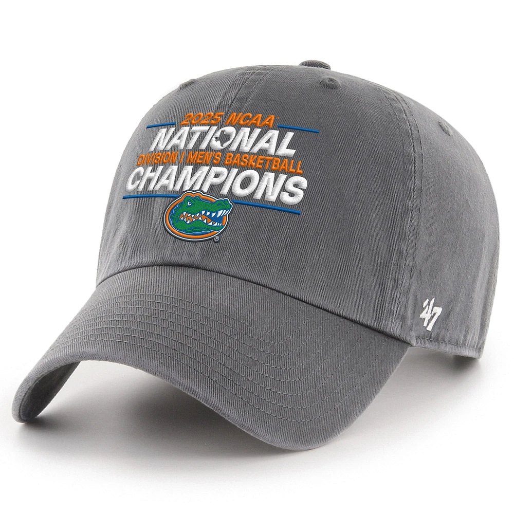 Men's '47 Charcoal Florida Gators 2025 NCAA Men's Basketball National Champions Clean Up Adjustable Hat