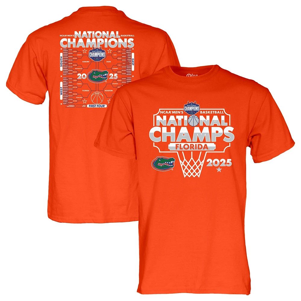 Men's Blue 84 Orange Florida Gators 2025 NCAA Basketball National Champions Bracket T-Shirt