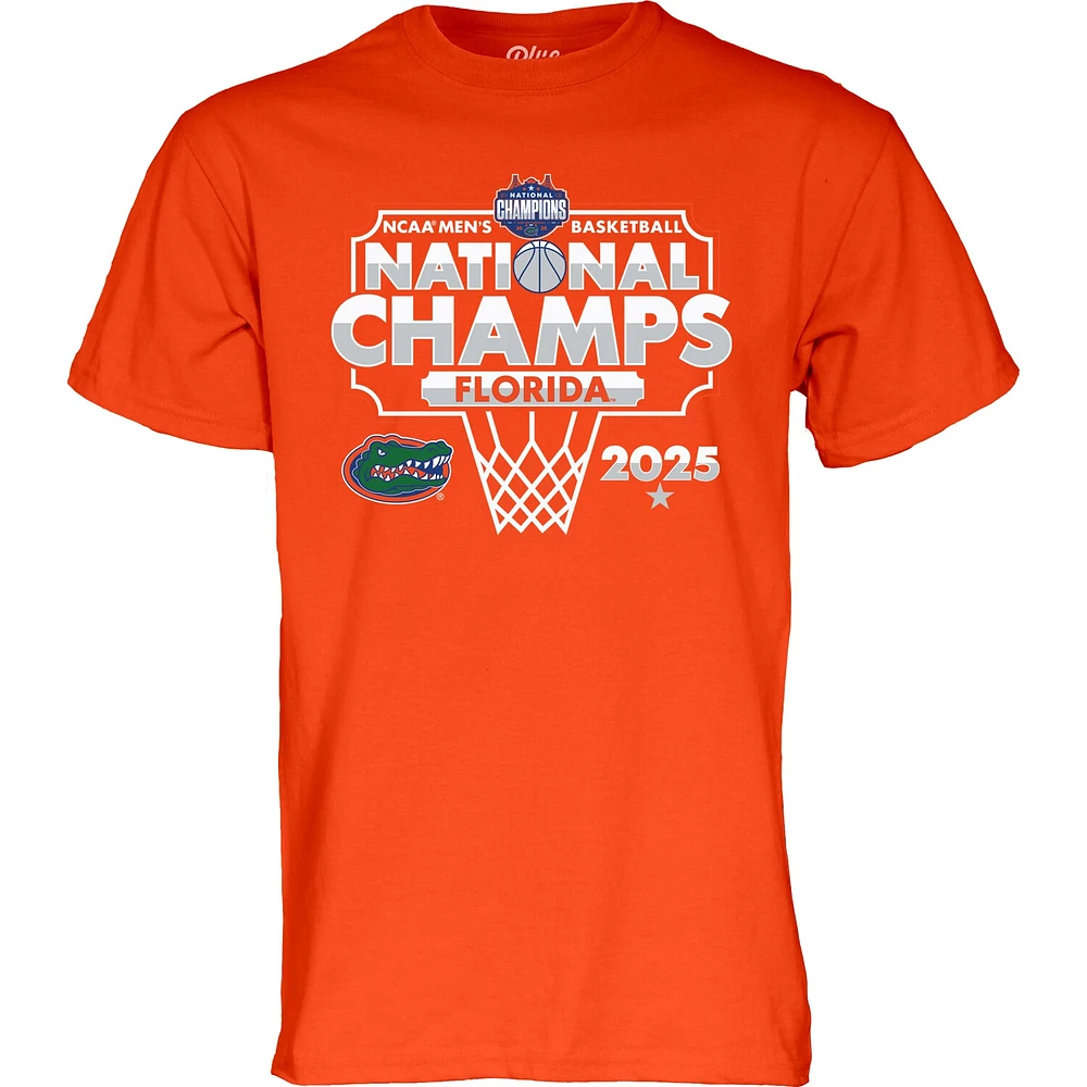 Men's Blue 84 Orange Florida Gators 2025 NCAA Basketball National Champions Bracket T-Shirt