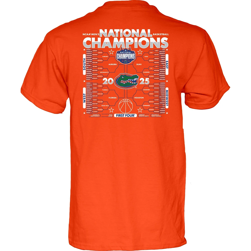 Men's Blue 84 Orange Florida Gators 2025 NCAA Basketball National Champions Bracket T-Shirt