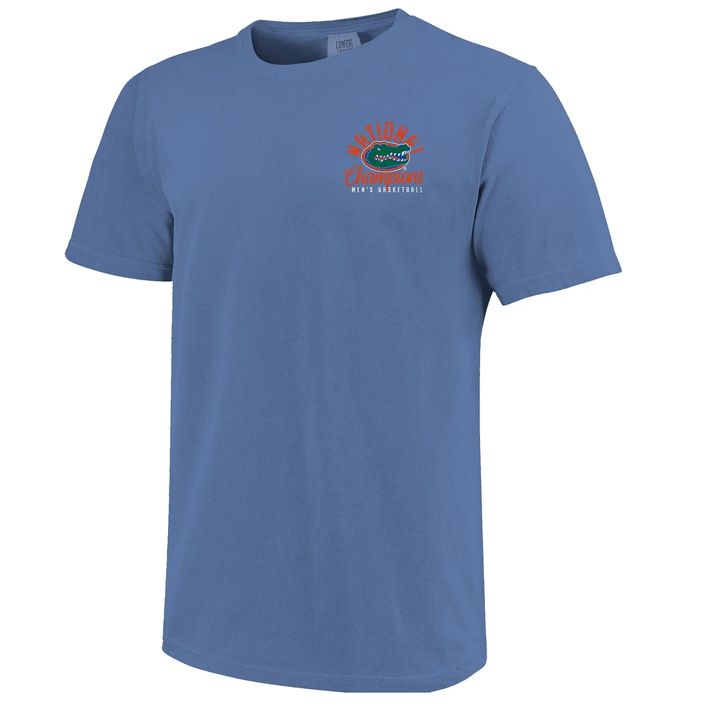 Men's Blue Florida Gators 2025 NCAA Basketball National Champions Distressed Net T-Shirt