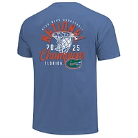 Men's Blue Florida Gators 2025 NCAA Basketball National Champions Distressed Net T-Shirt