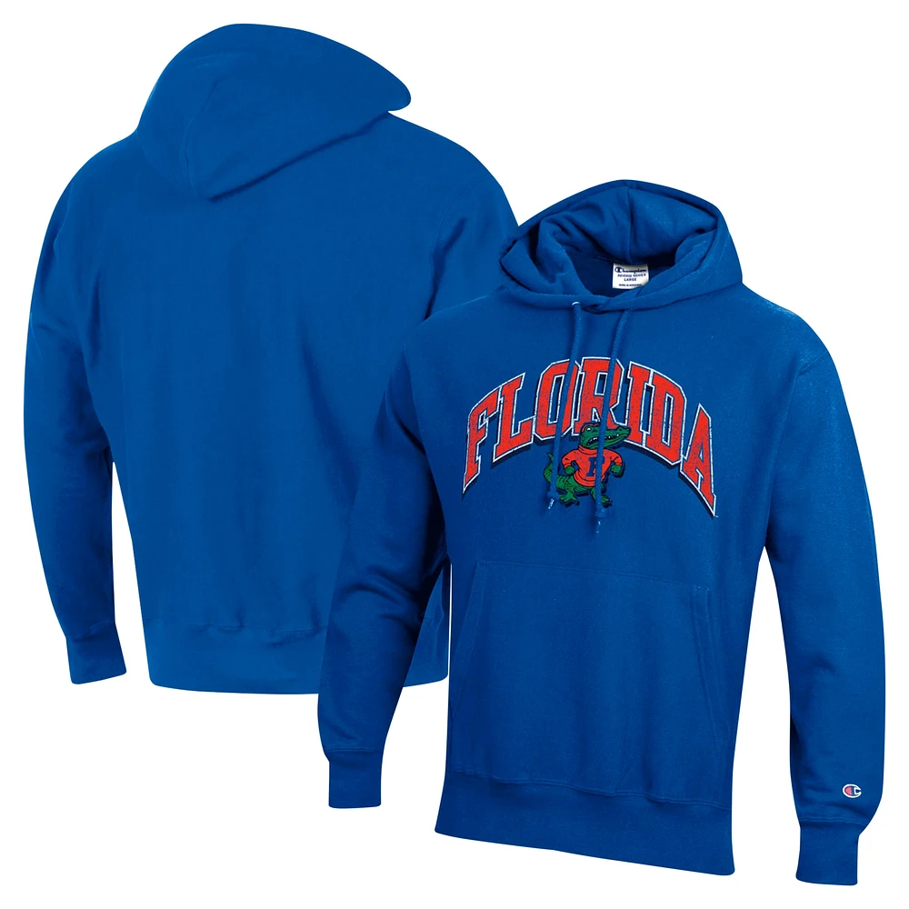 Men's Champion Royal Florida Gators Vault Late Night Reverse Weave Pullover Hoodie