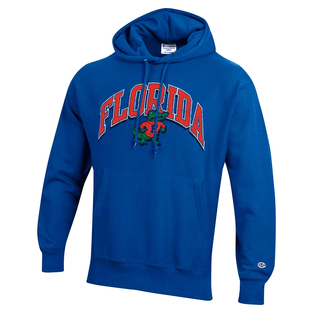 Men's Champion Royal Florida Gators Vault Late Night Reverse Weave Pullover Hoodie