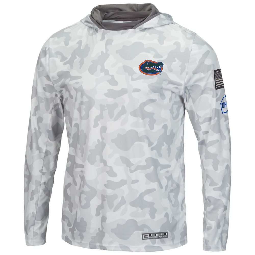 Men's Colosseum Arctic Camo Florida Gators OHT Military Appreciation Long Sleeve Hoodie Top