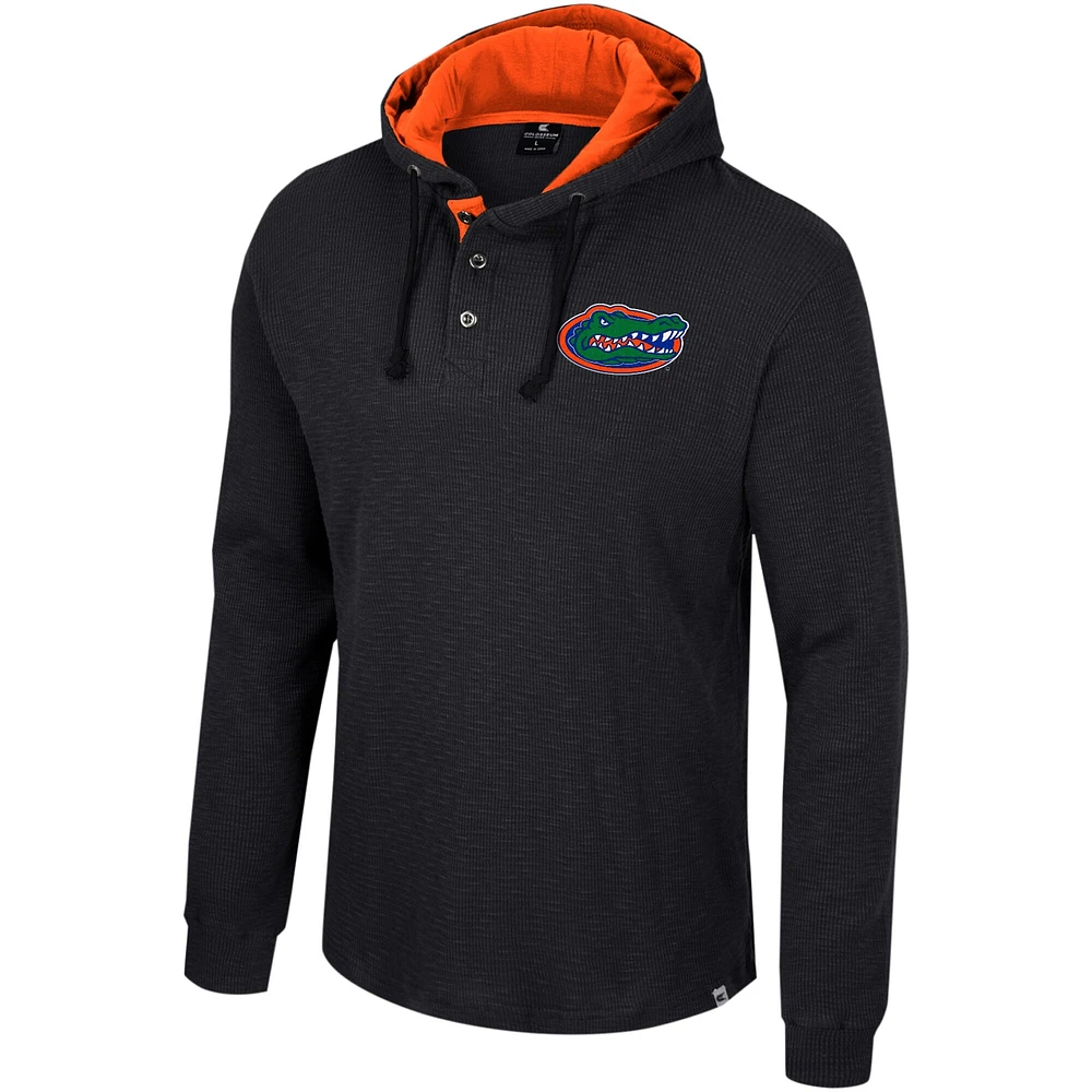 Men's Colosseum Black Florida Gators Affirmative Thermal Hoodie Long Sleeve T-Shirt