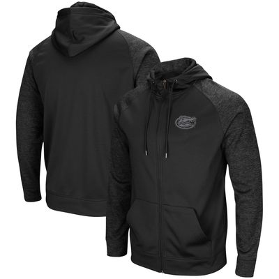 Men's Colosseum Black Florida Gators Blackout 3.0 Tonal Raglan Full-Zip Hoodie