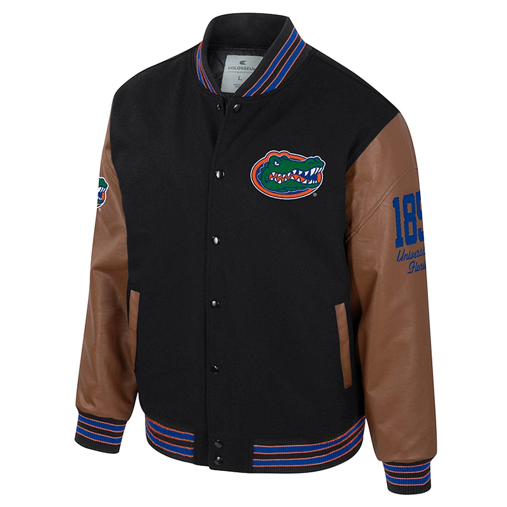 Men's Colosseum  Black Florida Gators Letterman Full-Snap Varsity Jacket