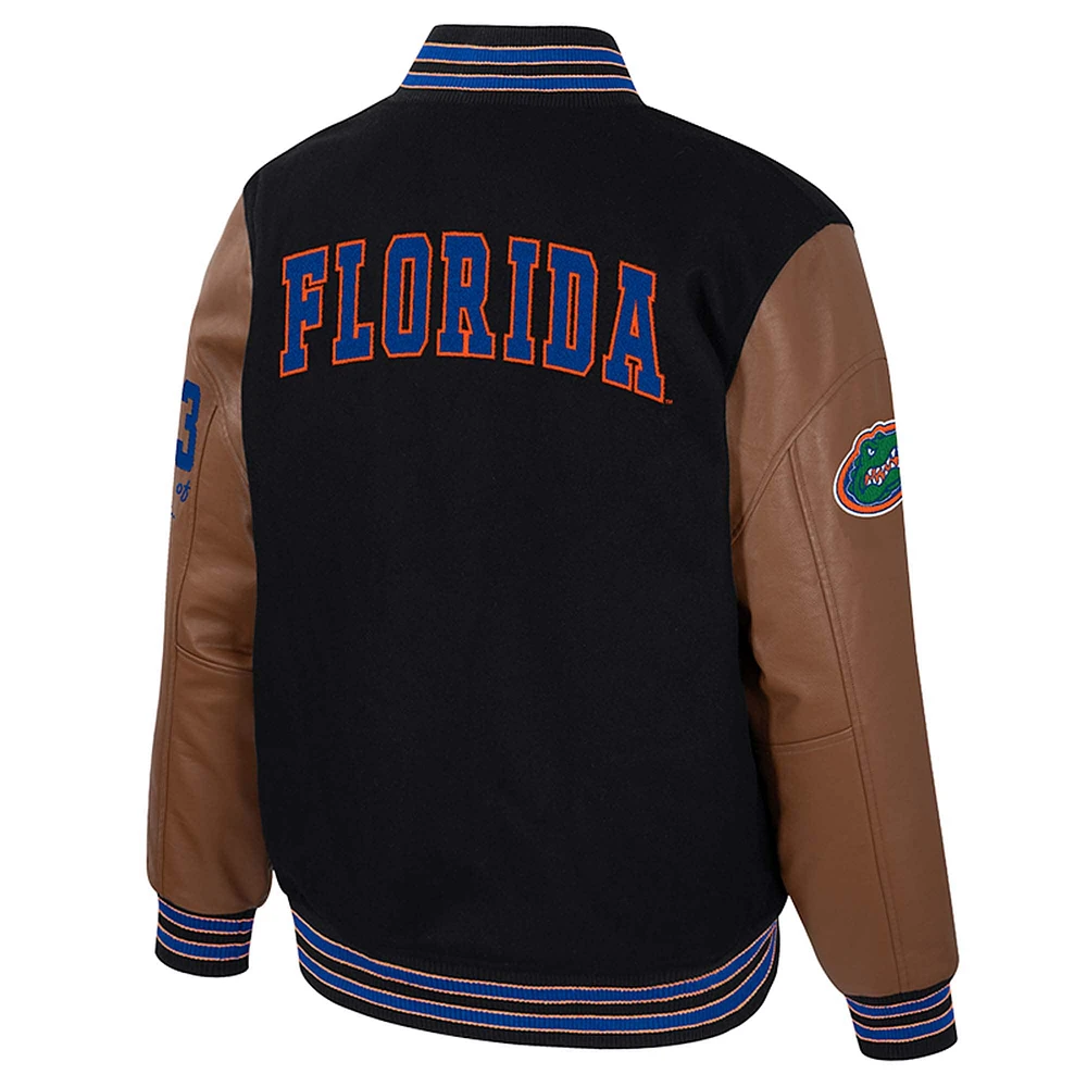 Men's Colosseum  Black Florida Gators Letterman Full-Snap Varsity Jacket