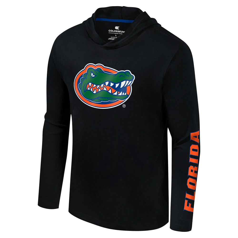 T-shirt à capuche manches longues avec logo Colosseum Black Florida Gators Lockup Active Blend pour hommes