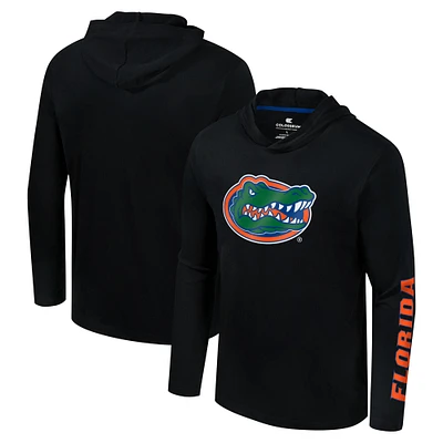 T-shirt à capuche manches longues avec logo Colosseum Black Florida Gators Lockup Active Blend pour hommes