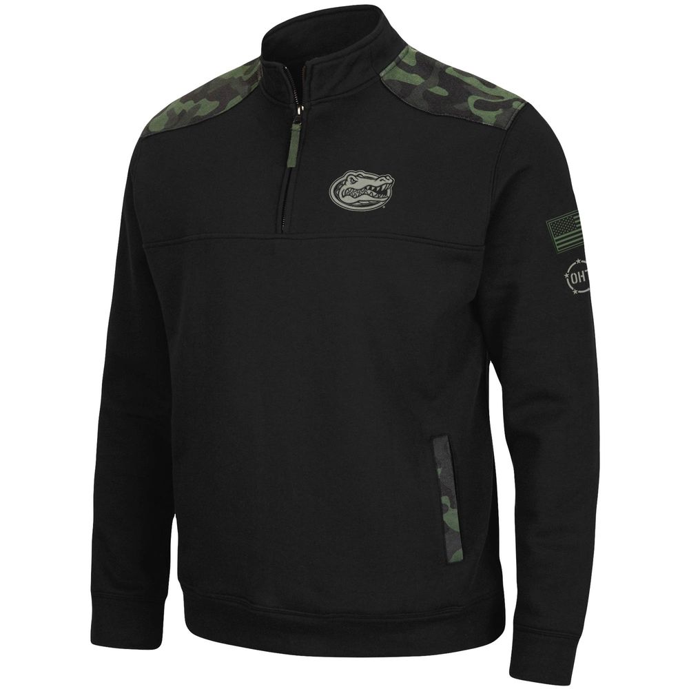 Men's Colosseum Black Florida Gators OHT Military Appreciation Commo Fleece Quarter-Zip Jacket