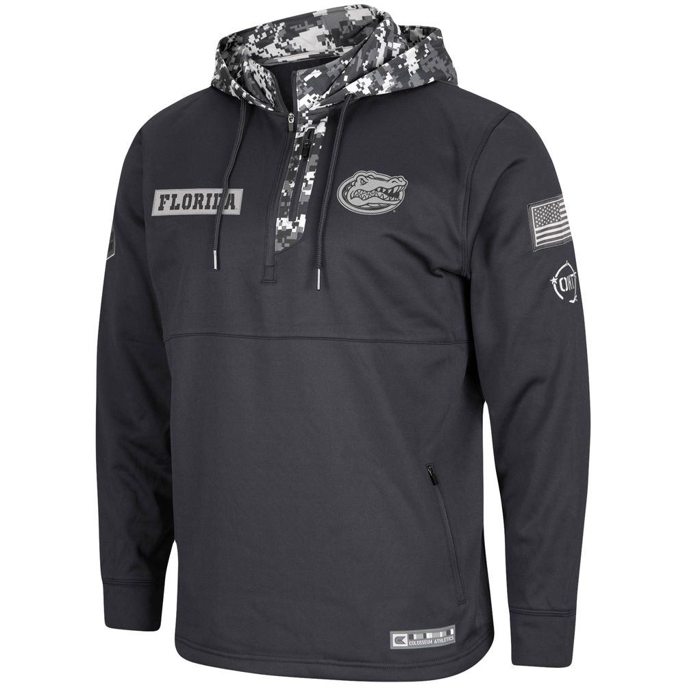 Men's Colosseum Charcoal Florida Gators OHT Military Appreciation Digi Camo Quarter-Zip Hoodie