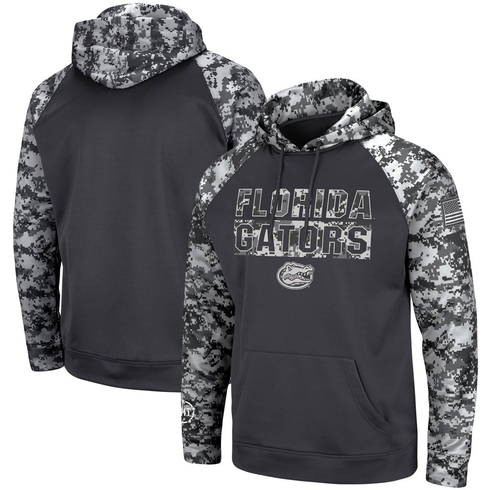 Men's Colosseum Charcoal Florida Gators OHT Military Appreciation Digital Camo Pullover Hoodie