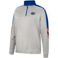 Men's Colosseum Gray/Royal Florida Gators Bushwood Fleece Quarter-Zip Jacket