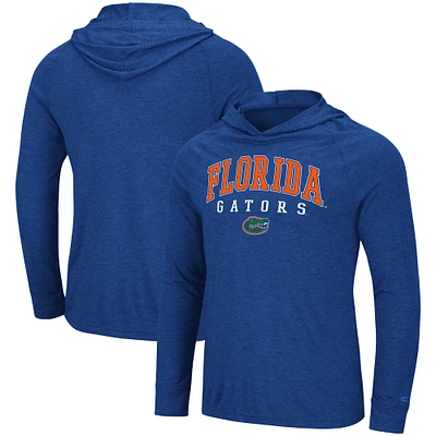 T-shirt à capuche léger bi-mélange manches longues Colosseum Heather Royal Florida Gators Campus Raglan pour hommes