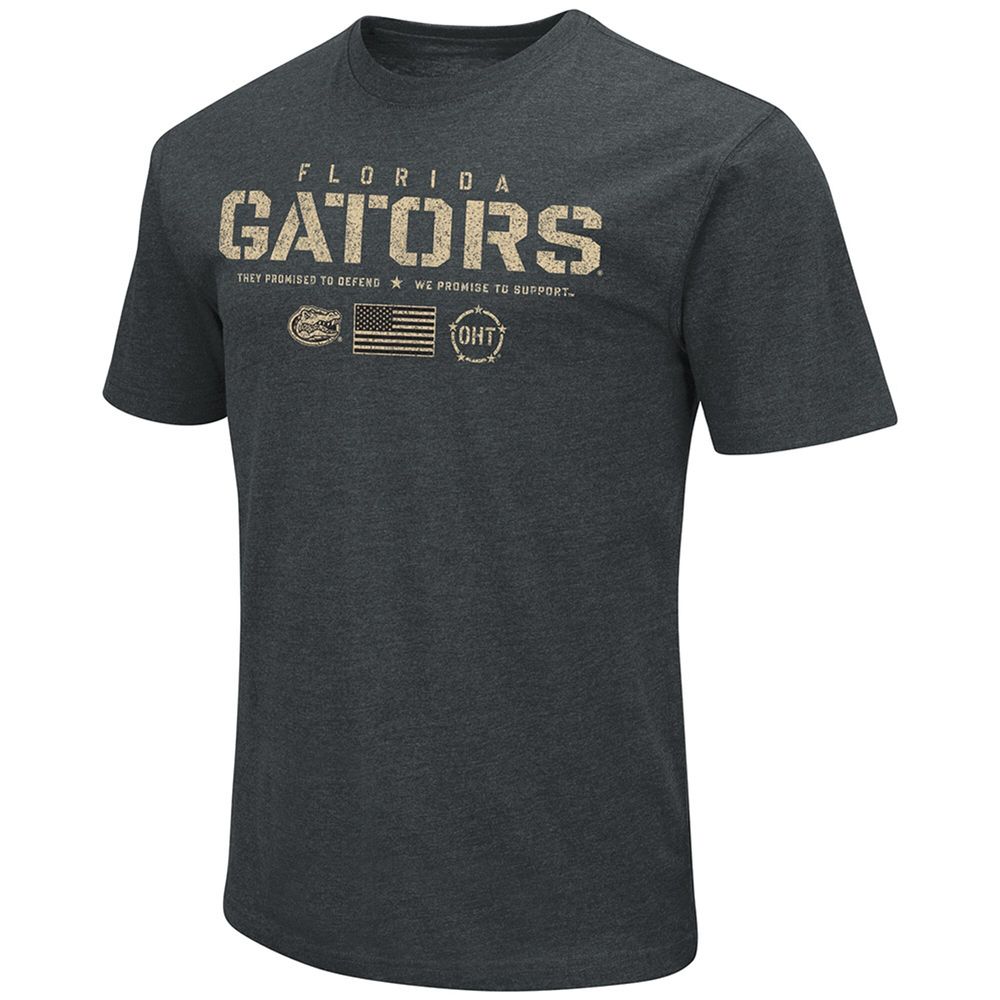 Men's Colosseum Heathered Black Florida Gators OHT Military Appreciation Flag 2.0 T-Shirt