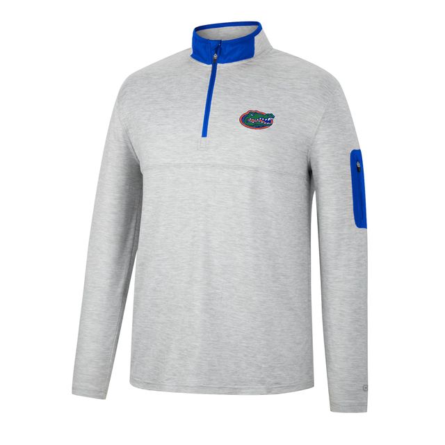 Colosseum Heathered Grey/Royal Florida Gators Country Club Windshirt Quarter-Zip Jacket