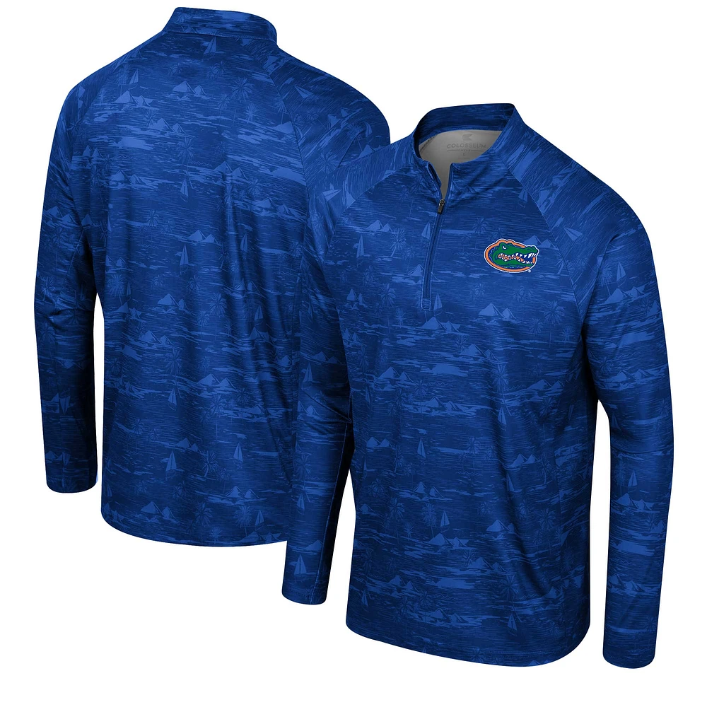 Men's Colosseum Royal Florida Gators Carson Raglan Quarter-Zip Jacket