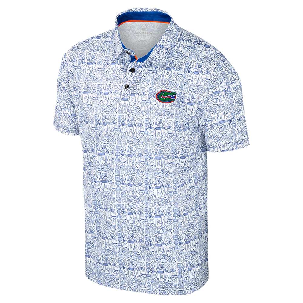 Men's Colosseum Royal Florida Gators It's Time! Allover Print Polo