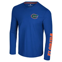 Men's Colosseum Royal Florida Gators Logo Lockup 3-Hit Active Blend Long Sleeve T-Shirt