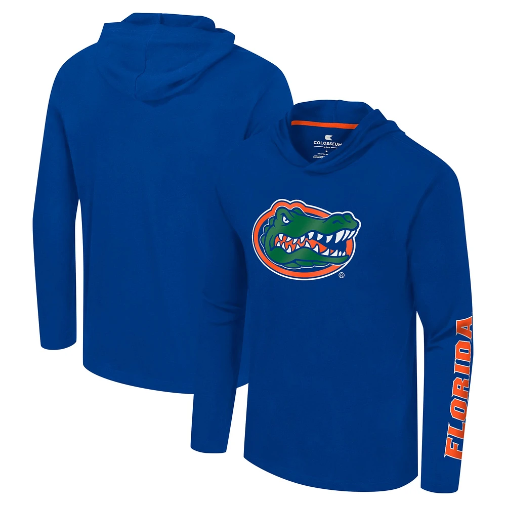 Colosseum Royal Florida Gators Logo Lockup Active Blend T-shirt à capuche manches longues pour hommes