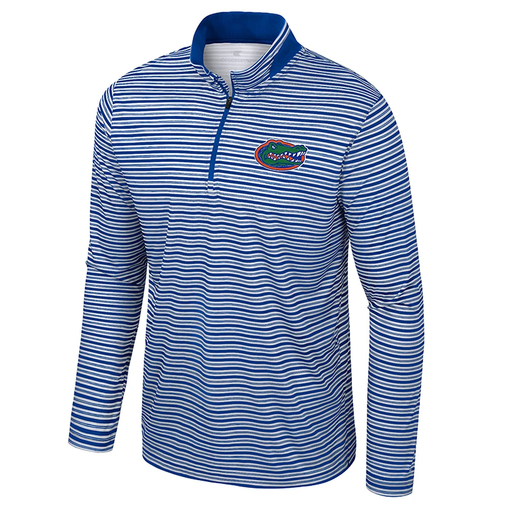 Men's Colosseum Royal Florida Gators Striped Quarter-Zip Top
