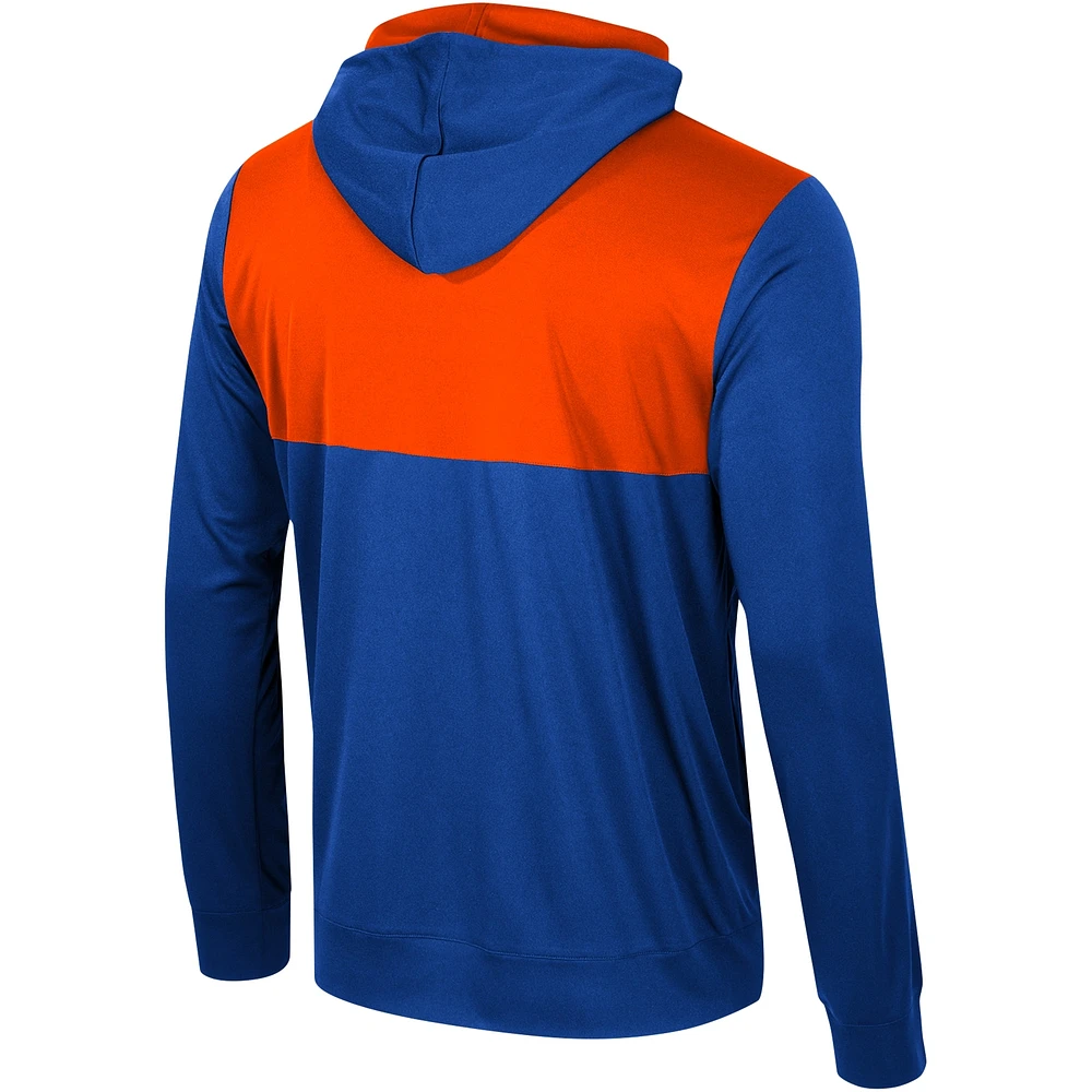 Men's Colosseum Royal Florida Gators Warm Up Long Sleeve Hoodie T-Shirt