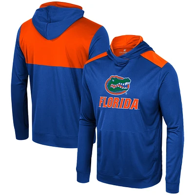 T-shirt à capuche manches longues pour hommes Colosseum Royal Florida Gators Warm Up