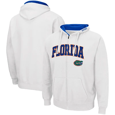 Men's Colosseum White Florida Gators Arch & Logo 3.0 Full-Zip Hoodie