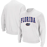 Men's Colosseum White Florida Gators Arch & Logo Crew Neck Sweatshirt