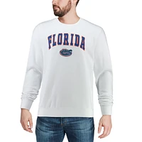 Men's Colosseum White Florida Gators Arch & Logo Crew Neck Sweatshirt