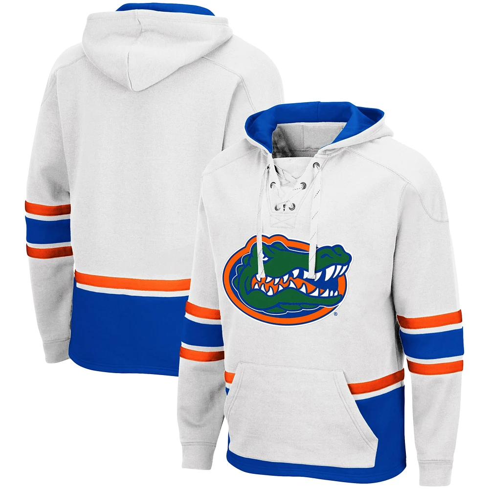 Men's Colosseum White Florida Gators Lace Up 3.0 Pullover Hoodie