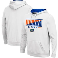 Men's Colosseum White Florida Gators Slash Stack 2.0 Pullover Hoodie