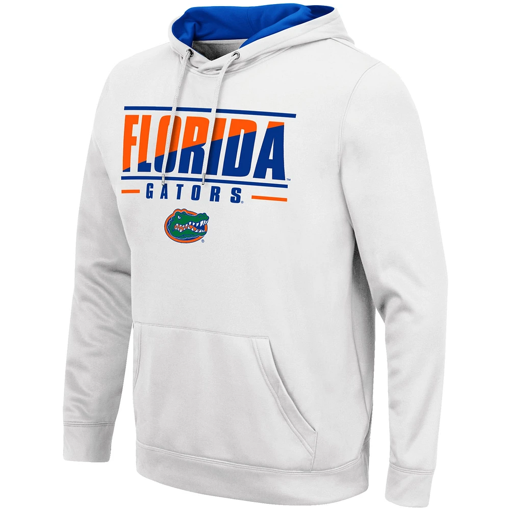 Men's Colosseum White Florida Gators Slash Stack 2.0 Pullover Hoodie