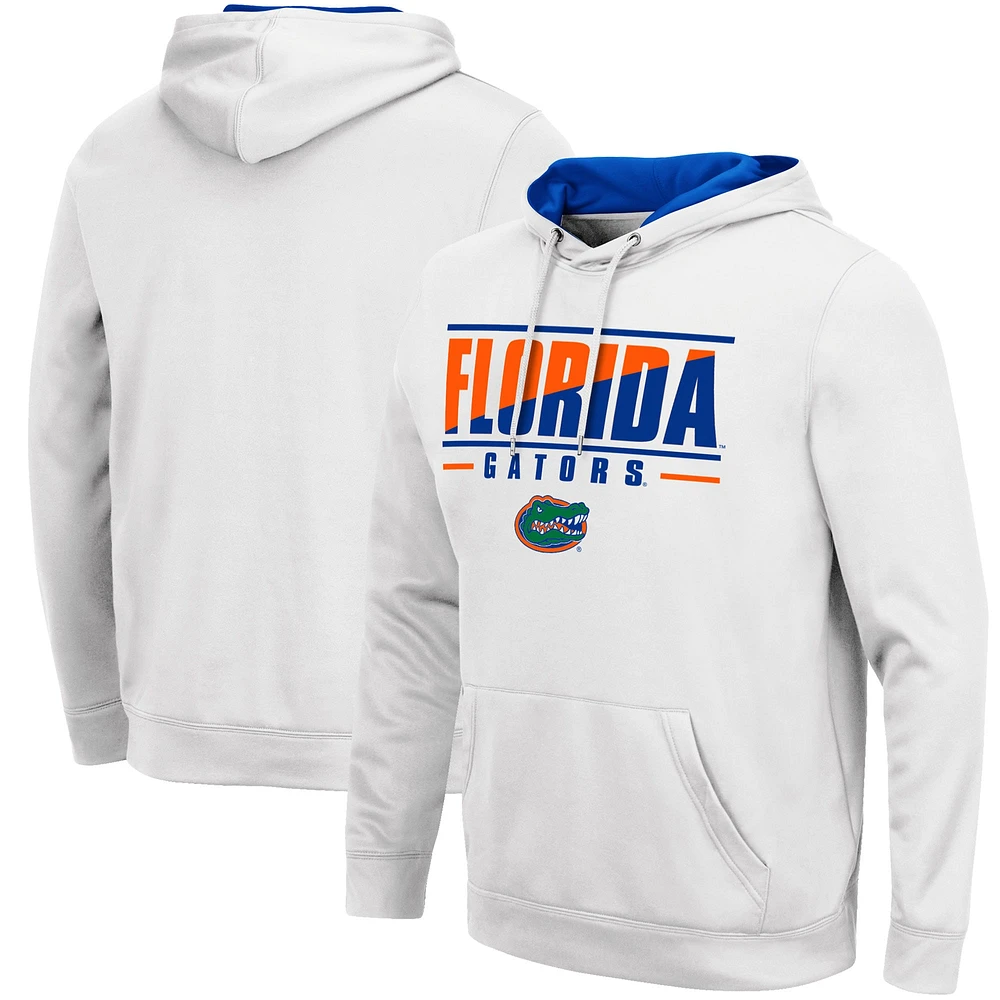 Men's Colosseum White Florida Gators Slash Stack 2.0 Pullover Hoodie