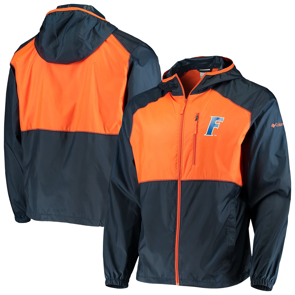 Columbia Navy/Orange Florida Gators Flash Forward Hoodie Coupe-vent léger entièrement zippé pour homme