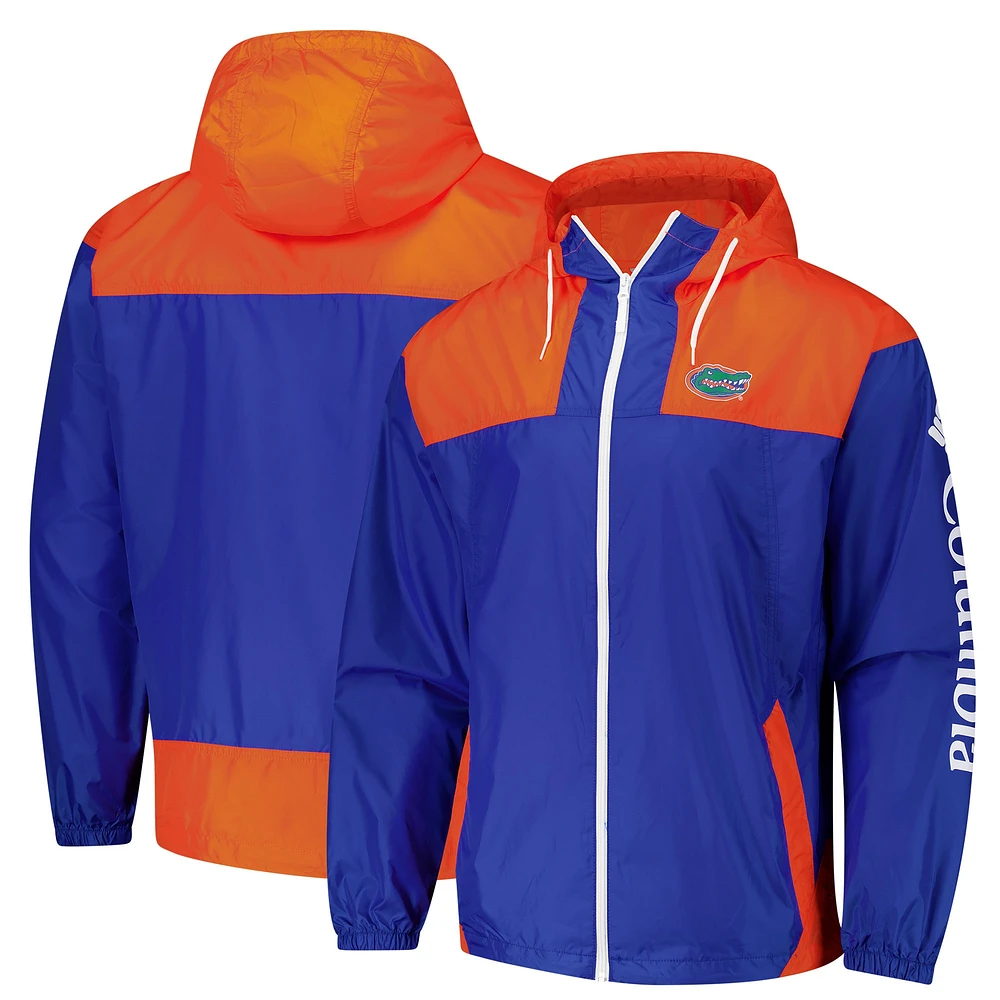 Coupe-vent entièrement zippé Columbia Royal Florida Gators Flash Challenger II Omni-Shade pour homme