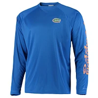 Men's Columbia Royal Florida Gators Terminal Tackle Omni-Shade Raglan Long Sleeve T-Shirt