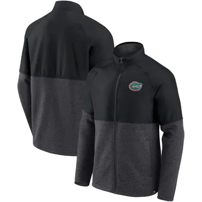 Florida Gators Fanatics Branded Durable Raglan Full-Zip Jacket - Black/Heathered Charcoal