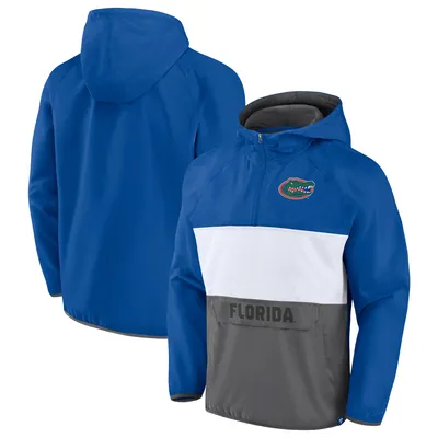 Florida Gators Fanatics Branded Victory On Raglan Quarter-Zip Hoodie - Royal/Heather Gray