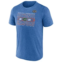 T-shirt synthétique Fanatics Heather Royal Florida Gators 2025 NCAA pour hommes, champions nationaux de basketball