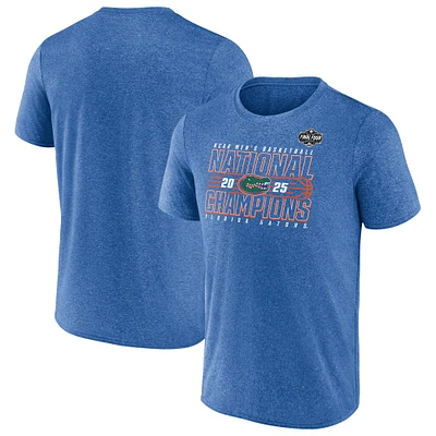 T-shirt synthétique Fanatics Heather Royal Florida Gators 2025 NCAA pour hommes, champions nationaux de basketball