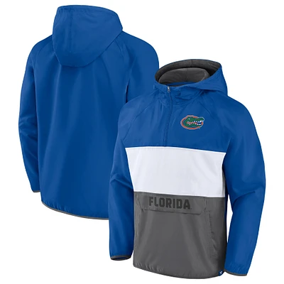 Fanatics Royal/Heather Grey Florida Gators Victory On Raglan Quarter-Zip Sweat à capuche pour hommes