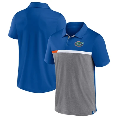 Polo Fanatics Royal/Heathered Grey pour homme avec blocs de couleurs des Florida Gators