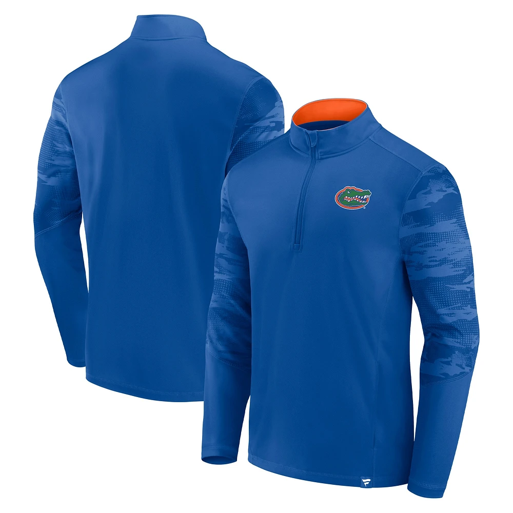 Men's Fanatics Royal Florida Gators Ringer Quarter-Zip Top