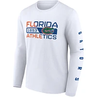 T-shirt blanc à manches longues Fanatics Florida Gators Broad Jump 2-Hit pour hommes